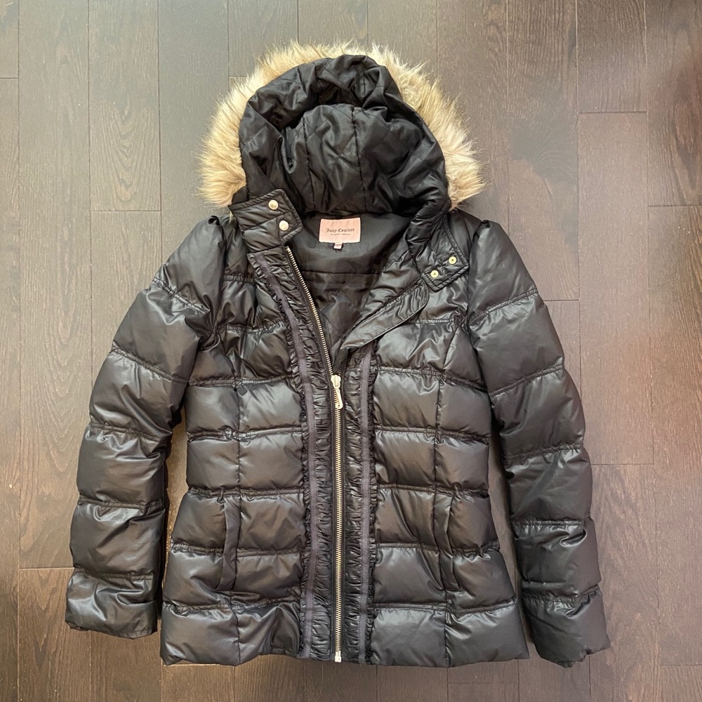 Lds JuicyCouture Black down jacket size Large